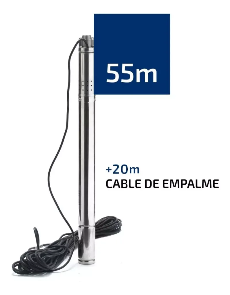 bomba sumergible pozo napa 2 pulgadas 0,5 hp 1000 l/h cable