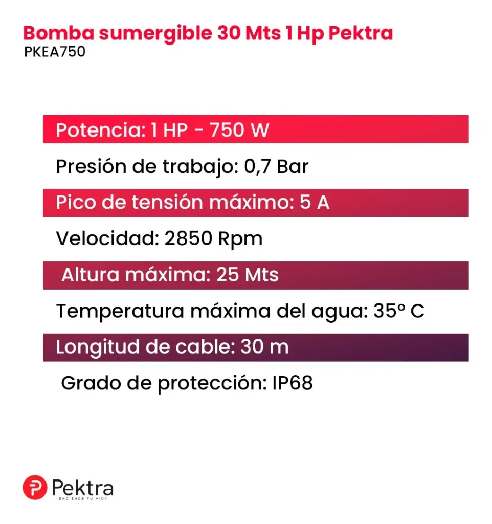 Bomba sumergible pozo